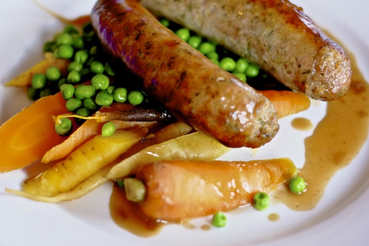 Pork and Herb Sausages with Gravy