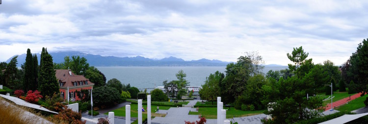 Panoramic of Lake Geneva from Olympic Centre