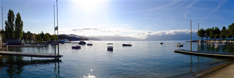 Panoramic Boats on Lake